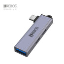 Adaptador Otg Hub Hrebos Premium Usb-c Usb-c 3 em 1 Ad-224