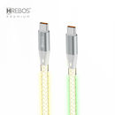 Cabo Carregador Hrebos Premium Neon Rgb Usb-c Usb-c