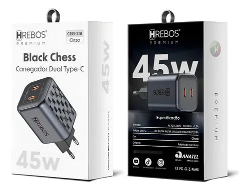 Carregador Hrebos Premium USB-C USB-C 45w Crg-218c