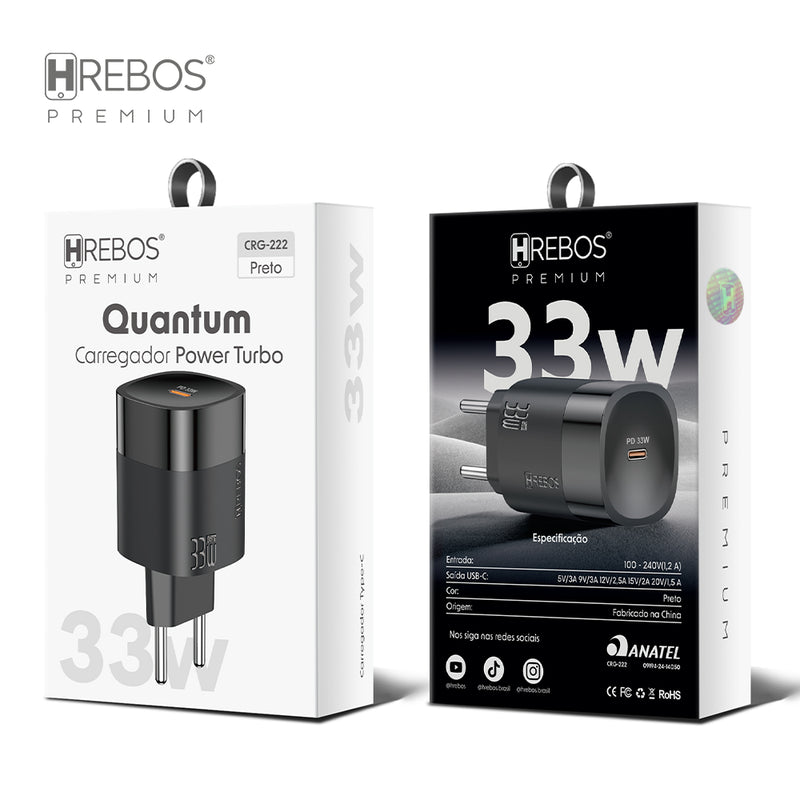 Carregador Hrebos Premium Usb-C/ Lightning 33w Crg-222i