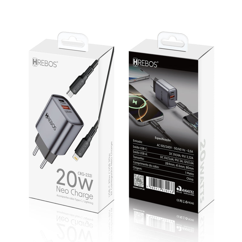 Carregador Hrebos Lightning 20W CRG-232I