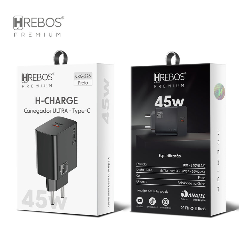 Carregador Hrebos Premium Lightning 45w Crg-226i