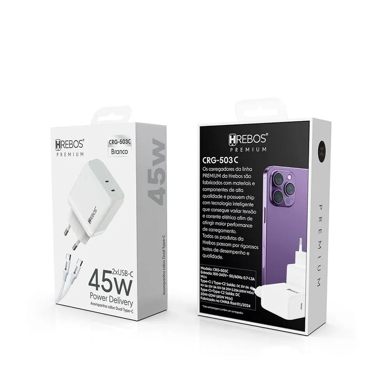 Carregador Hrebos Premium Usb-c 45w Crg-503c