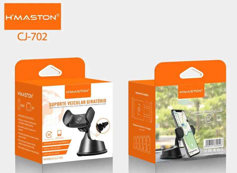 Suporte de Celular Veicular H'maston CJ-702 Preto
